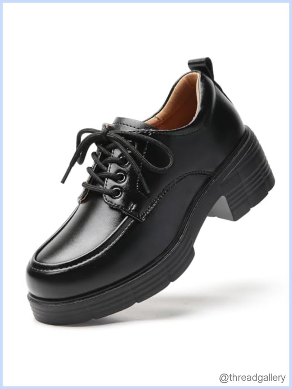 Women's Oxford Shoes Chunky Platform Non-Slip Faux Leather Lace-Up